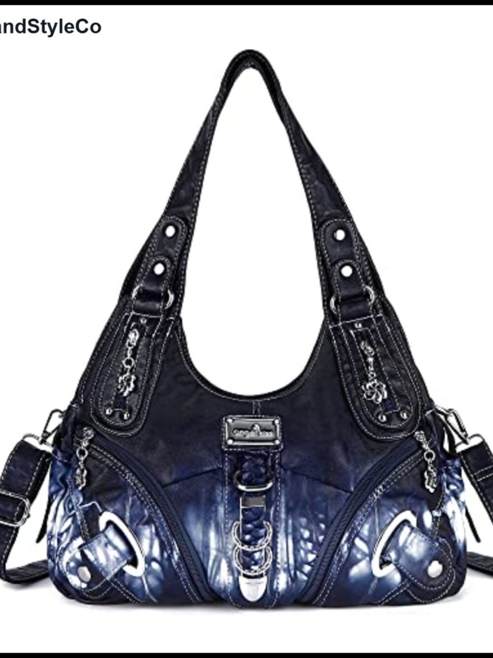 Hobo Shoulder Bag Satchel Convertible Washed PU Leather Handbag Large